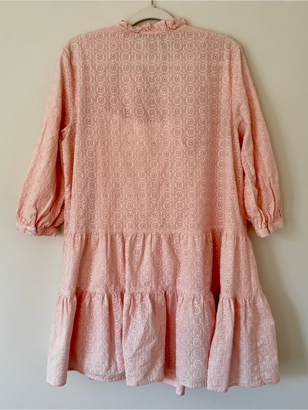 Tommy Hilfiger Casual Eyelet Lace Babydoll Day Mini Dress, Seashell Pink – 12 - Picture 4 of 7
